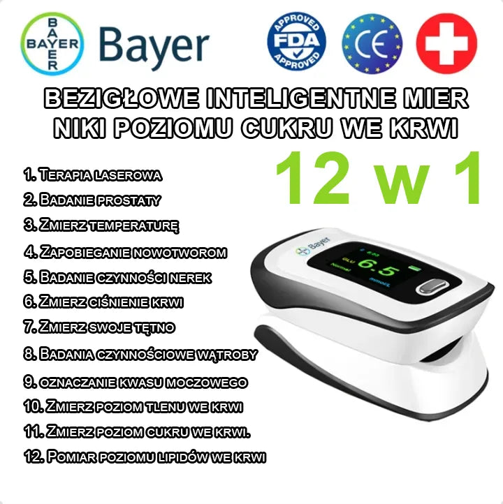 【12 w 1】Najnowszy nieinwazyjny inteligentny glukometr firmy Bayer