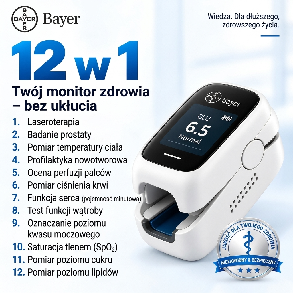 Bayer 12-w-1 Bezinwazyjny miernik parametrów życiowych na palec